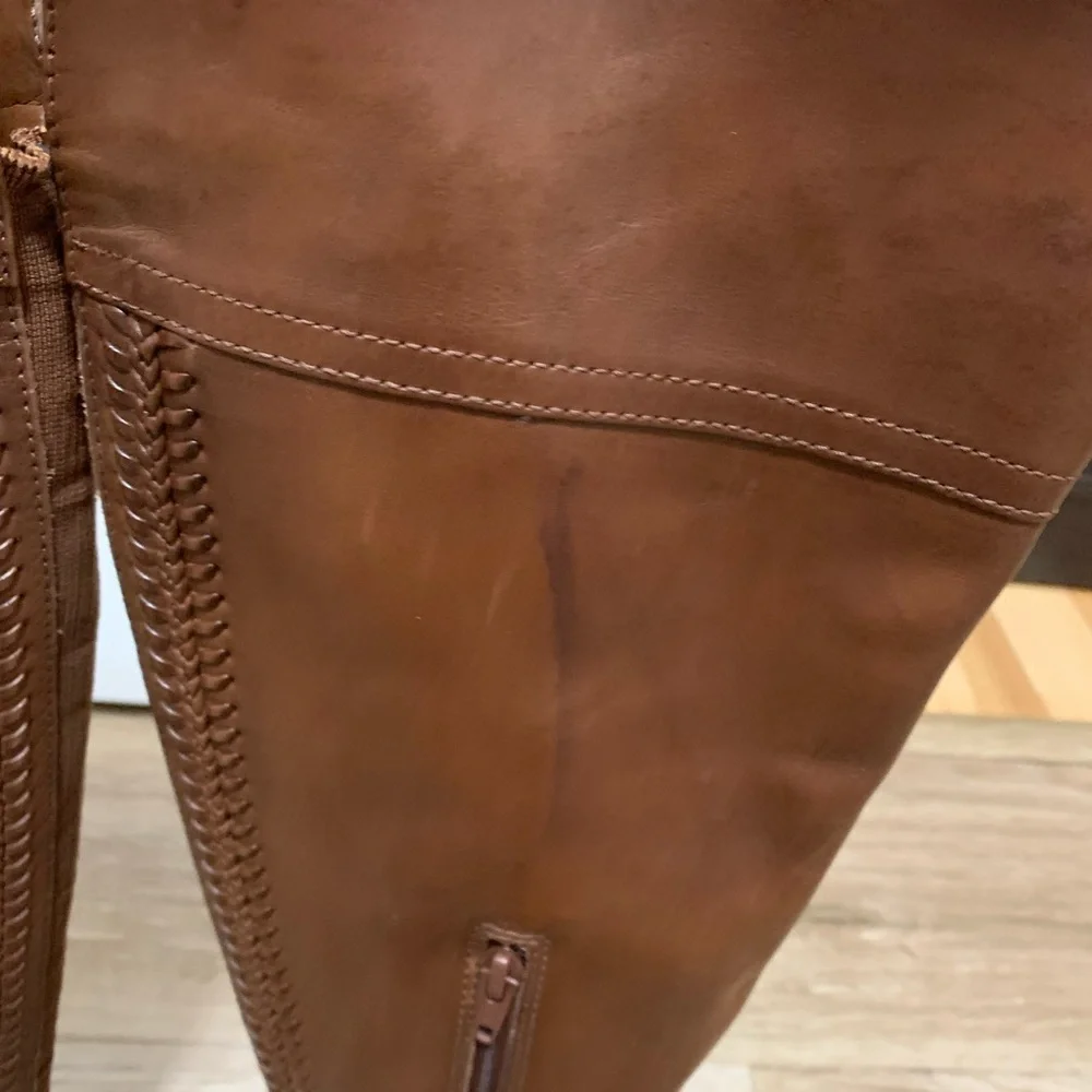 Vince Camuto Bendra Cognac Knee Leather Riding Boots 6.5M